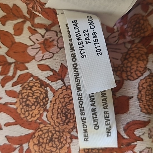 J. Crew Pink & Orange 'Fete Floral' Ruffle Crinkle Chiffon Boho Top - Size Md - Picture 9 of 9